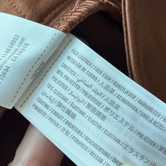 Abercrombie & Fitch Brown Vegan Leather 90s Straight High Rise Pants Size 29 - Picture 5 of 6